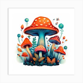 Mushrooms And Flowers 54 Art Print