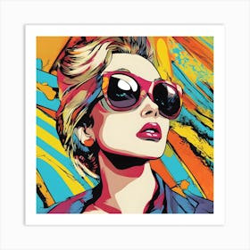 Woman with Sunglasses - Pop Art Art Print