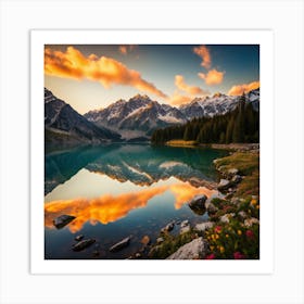 Sunset In The Mountains Art Print