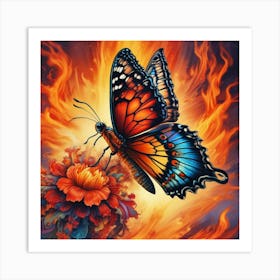 Butterfly On Fire Art Print