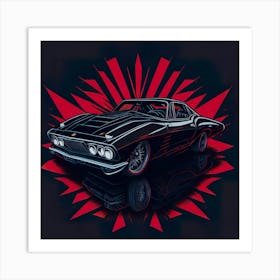 Car Red Artwork Of Graphic Design Flat (129) Art Print