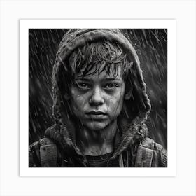 Boy In The Rain 1 Art Print