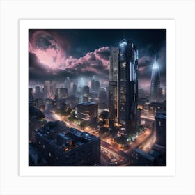 Cityscape At Night Art Print