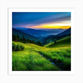 Sunset In The Mountains 5 Art Print