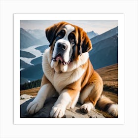 St Bernard Dog 41 Art Print