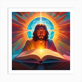 Jesus Reading The Bible Pop Art enlightenment 1 Art Print