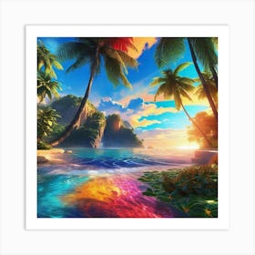 Tropical Beach Wallpaper Art Print