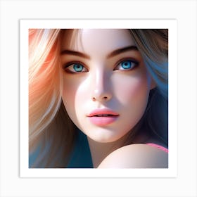 Portrait Of A Girl With Blue Eyes Art Print