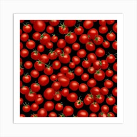 Red Tomatoes On Black Background 1 Art Print
