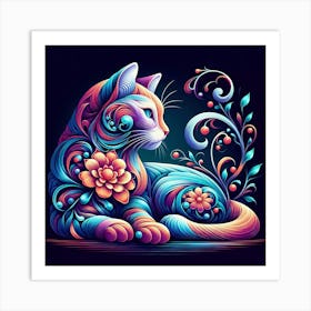 Psychedelic Cat 15 Art Print