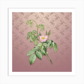 Vintage Apple Rose Botanical on Dusty Pink Pattern n.2007 Art Print