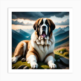 St Bernard Dog 95 Art Print