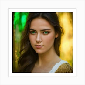 Beautiful Girl With Green Eyes Art Print