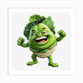 Sumo Wrestler Cabbage Cartoon Art Print