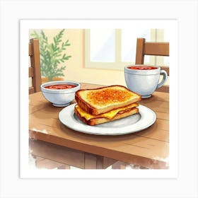 Grilled Cheese And Tomato Soup Art Print