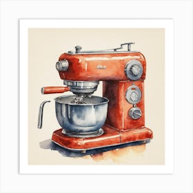 Red Mixer Watercolor Painting Art Print