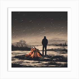 Lonely fire Art Print