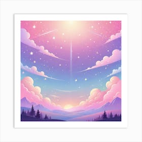 Sky With Twinkling Stars In Pastel Colors Square Composition 73 Art Print