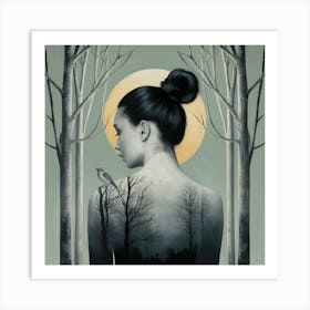 Woman In The Woods 1 Art Print