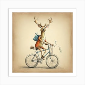 Deer On A Bike 11 Art Print