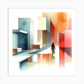 Person Walking In A City Art Print