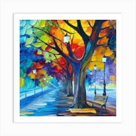 Colorful Trees In The Park oil painting abstract painting art Art Print