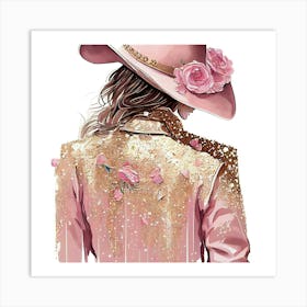 Cowgirl In Pink 1 Art Print