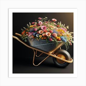 Wheelbarrow With Flowers 1 Art Print