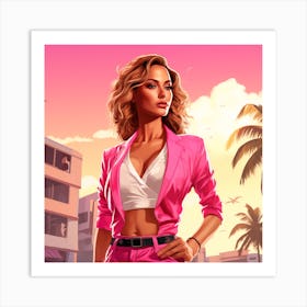 GTA Style Jennifer Lopez Art Print