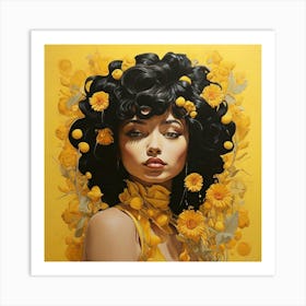 Woman With Flowers Art Print