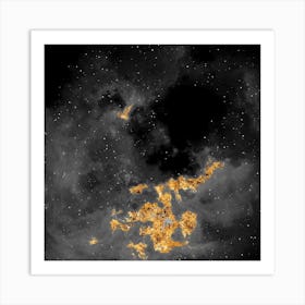 100 Nebulas in Space with Stars Abstract in Black and Gold n.070 Art Print