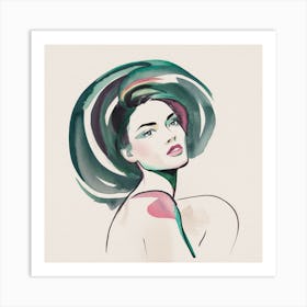 Watercolor Portrait Of A Woman 1 Art Print