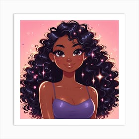 Black Girl With Curly Hair 3 Art Print