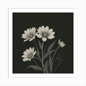 Black And White Flowers 4 Art Print