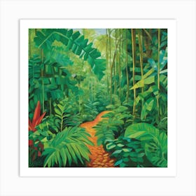 Amazon Rain Forest Series in Style of David Hockney Art Print