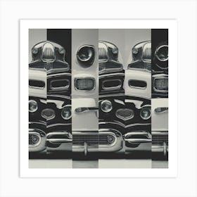 Black And White Car Headlights Art Print