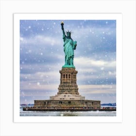 Statue Of Liberty In The Snow Art Print