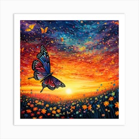 Butterfly At Sunset 3 Art Print