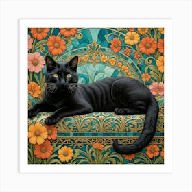 Black Cat On A Chair 1 Art Print