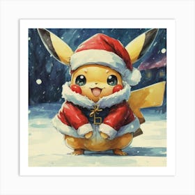 Christmas Pikachu Art Print