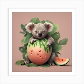 Koala Eating Watermelon Art Print