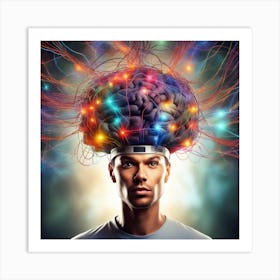 Man With Brain On His Head 1 Art Print