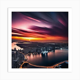 Sunset Over Miami Art Print