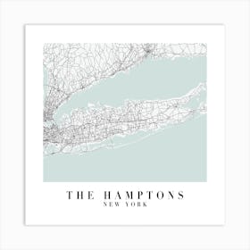 The Hamptons New York Street Map Minimal Color Square Art Print