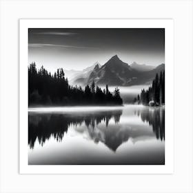 Black And White Mountain Landscape 17 Art Print