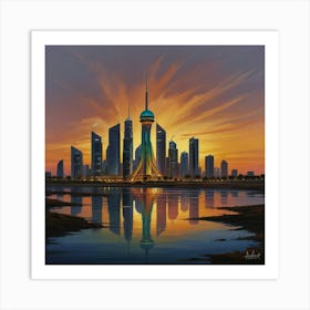 Kuwait City Skyline Art Print