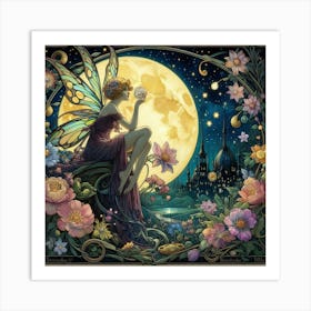 Fairy In The Moonlight 4 Art Print