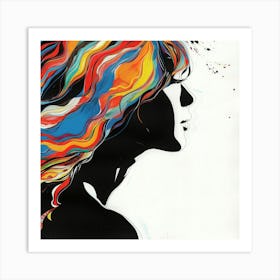 Woman With Colourful Hair Art Print