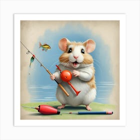 Hamster Fishing 19 Art Print