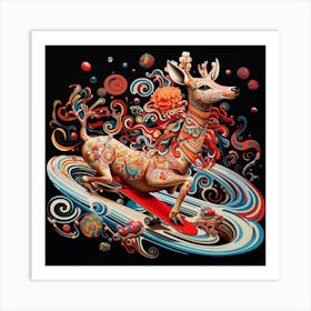 Chinese Deer Art Print